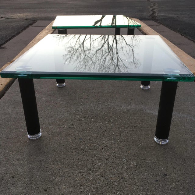 Pair of Postmodern Glass End Tables Manner of Leon Rosen for Pace For Sale - Image 11 of 13