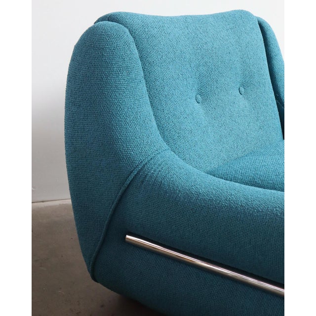 1970s Italian Tubular Lounge Chairs in Blue Bouclé — A Pair For Sale - Image 9 of 12