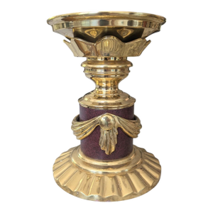 Vintage Solid Brass Swag Tassel Altar Pillar Candle Holder