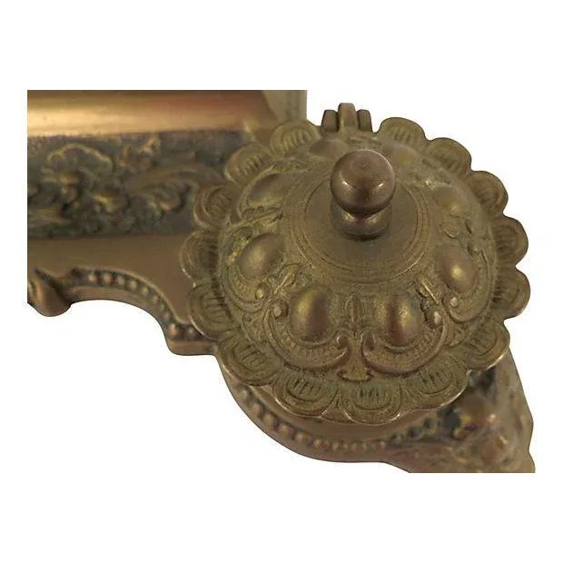 Metal Antique French Louis XVI Style Bronze Double Inkwell and Letter Holder For Sale - Image 7 of 9