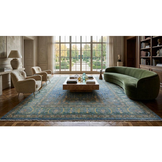 Transform your space with this Apadana's modern Tabriz-style wool area rug, merging classical Persian artistry with a...