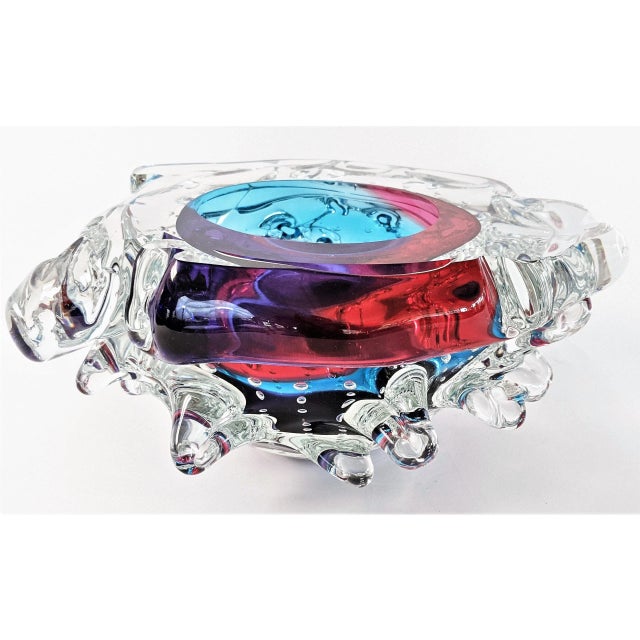 Leon Applebaum Glass Bowl With Protruding Design and Controlled Bubbles Kaleidoscope For Sale - Image 13 of 13