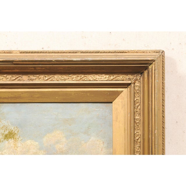 English Late 19th C. River Landscape W/ Sailboat For Sale - Image 3 of 14