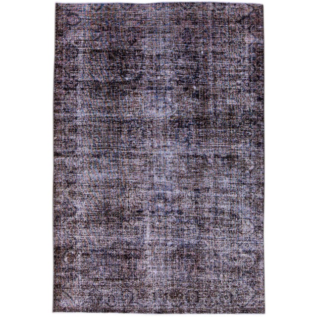Textile 1960s Vintage Persian Distressed Handmade All-Over Brown Wool Rug For Sale - Image 7 of 7