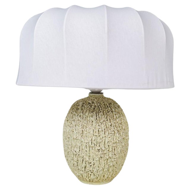 Large Mid-Century Modern Chamotte Table Lamp attributed to Gunnar Nylund for Rörstrand, Sweden, 1950s For Sale