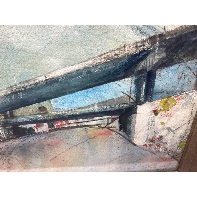1950s Mid 20th Century Abstract CityLandscape Signed Harriet Peterkin For Sale - Image 5 of 6