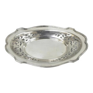 Antique Victorian Silver Plated Oval Reticulated Trinket Dish Tray by l.b.s. Co For Sale