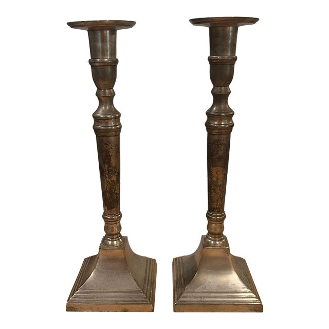 Pair of Antique Candle Stick Holders For Sale
