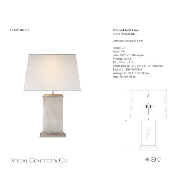 Michael S Smith by Visual Comfort Signature Crescent Table Lamp in Quartz and Antique Silver Leaf with Linen Shade...