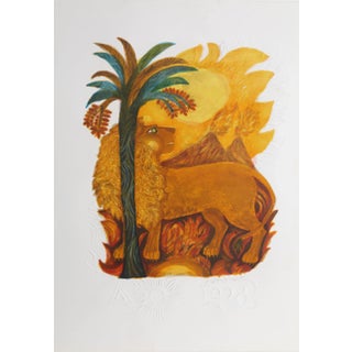Leo from the Zodiac of Dreams Series, Judith Bledsoe Lithograph With Embossing, Signed in Pencil For Sale