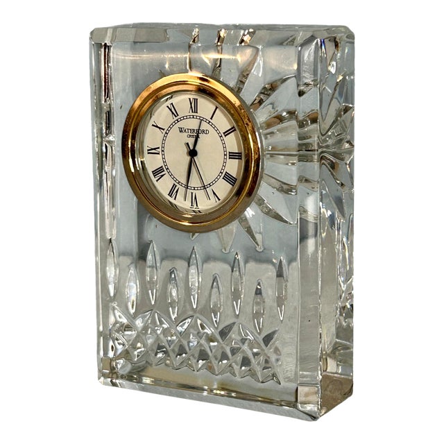 Vtg. Waterford Crystal Lismore Desk Table Vanity Clock For Sale