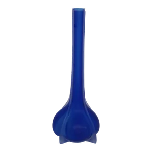 Cobalt Blue Satin Glass Ribbed Footed Tall Vase
