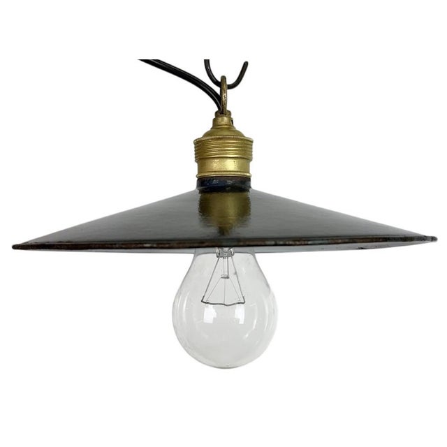 Industrial Dark Blue Enamel Light, 1930s For Sale - Image 16 of 16