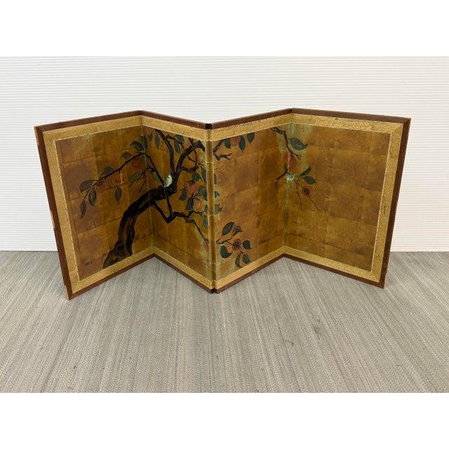 Design Plus Gallery presents a Persimmon Tree with Fruit Filled Branches on a Japanese Screen, Byobu. The panels are tiled...