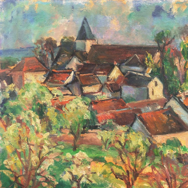 Textile "Hungarian Landscape" by Leonid Unik, Post-Impressionist Oil For Sale - Image 7 of 8