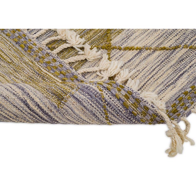 Contemporary Premium Handwoven Moroccan Wool Rug | 8'2" X 4'8" | One of a Kind For Sale - Image 3 of 7