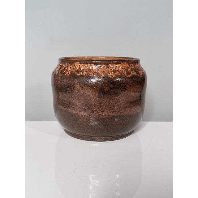 Hand-Thrown Ceramic Art Planter with Organic Line Rim Decoration by Helma Klett, Germany, 1970s For Sale - Image 15 of 15