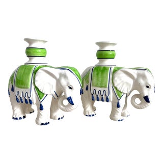 Fitz and Floyd Elephant Candle Holders - a Pair For Sale
