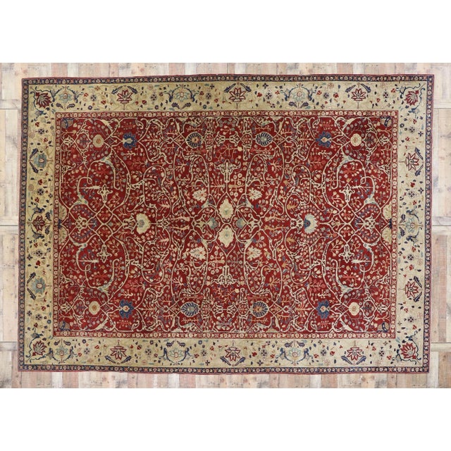 Red Vintage Indian Agra Rug - 10'02 x 14'02 For Sale - Image 8 of 9