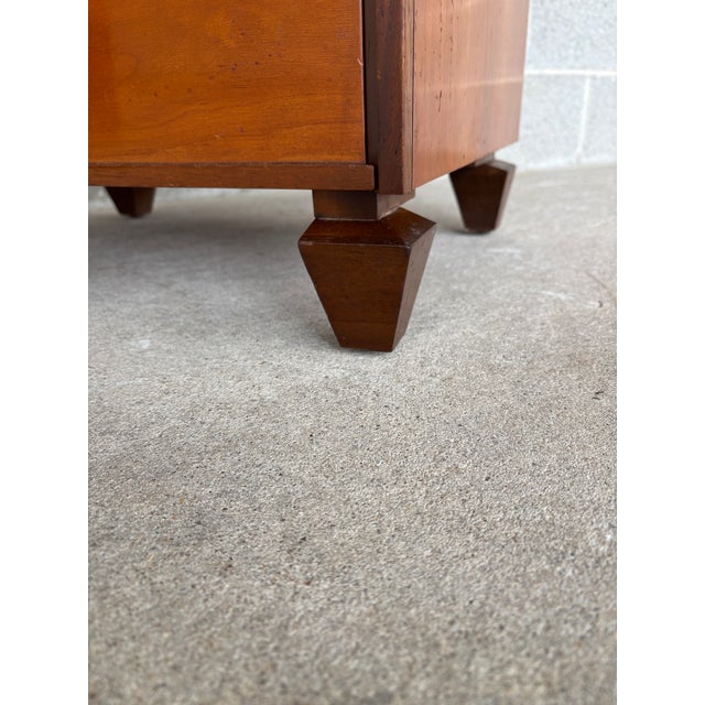 Wood Tomlinson Mid Century Modern 3 Drawer Cherry & Walnut Nightstand For Sale - Image 7 of 11