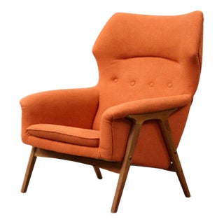 Mid-Century Elm Wing Master Chair by Thorbjörn Afdal for Bruksbo, 1960s For Sale
