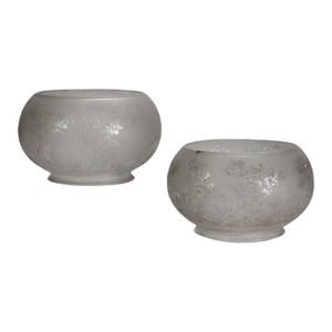 Antique Figural Deer Etched Glass Gaslight Shades With Elk C1880 - a Pair