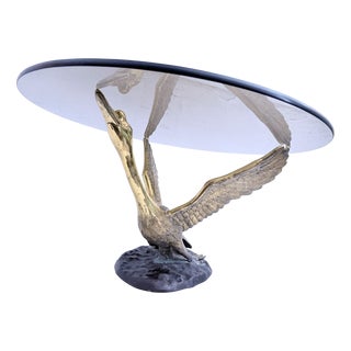Hollywood Regency Swan Metal Coffee Table, 1960s For Sale