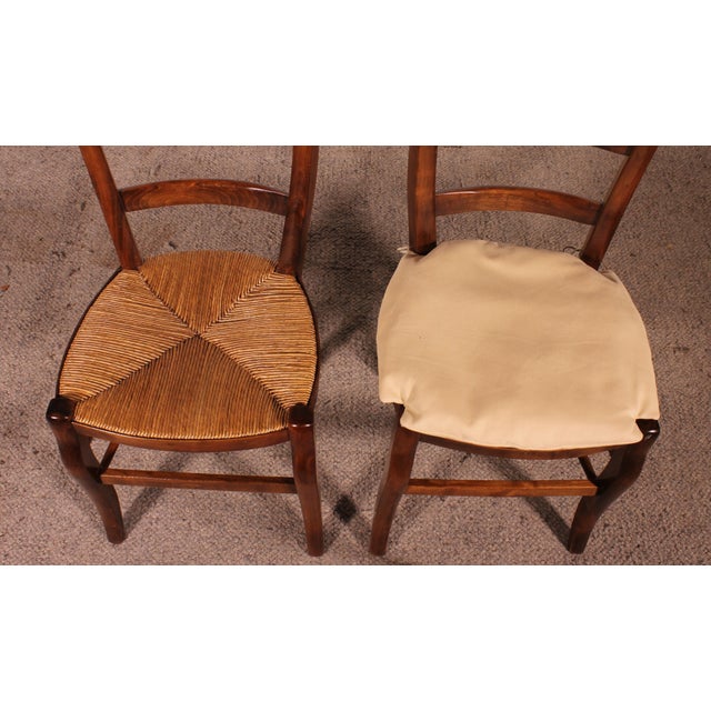 Straw-Seated Cherrywood Chairs, 1970s, Set of 8 For Sale - Image 12 of 13