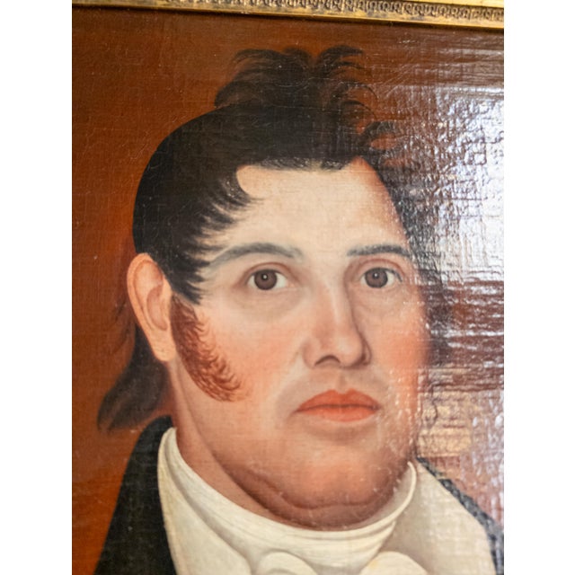 19th Century American Folk Art Portrait Painting of a Gentleman, Style of Ammi Phillips For Sale - Image 12 of 16