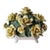Vintage Italian Capodimonte-Style Porcelain Floral Arrangement Yellow Roses and Green Leaves Set Inside a White Textured Ceramic Basket. For Sale
