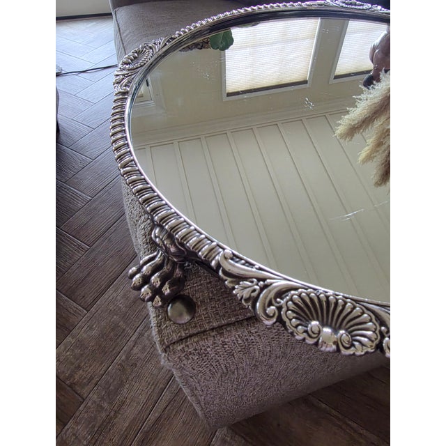 Traditional Antique Sheffield Silverplated Plateau Mirror Tray For Sale - Image 3 of 7