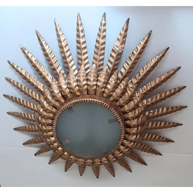 Metal Sunburst Ceiling Fixture, 1950s, in Very Good conditions. Designed 1950 to 1959 Up to 250V (Europe/UK Standard).The...
