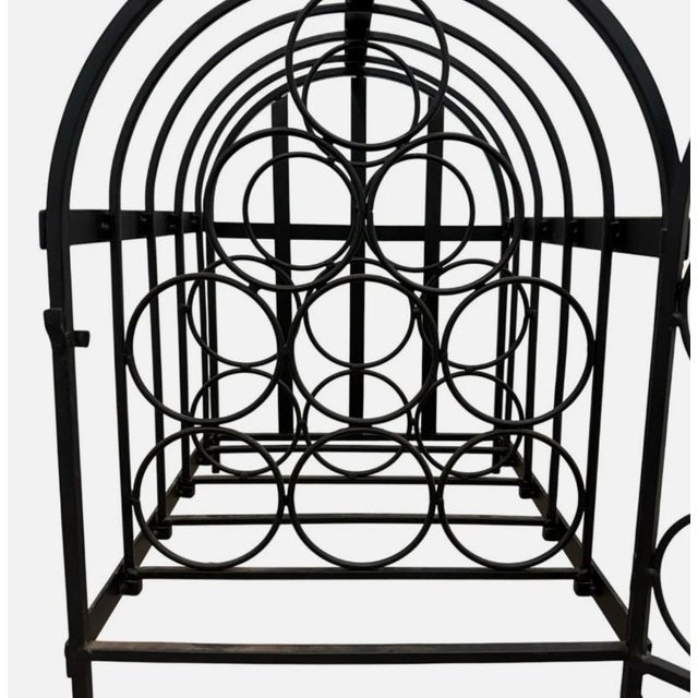 Italian Vintage 90s Black Metal Ivy Wine Rack 9 Bottle Tabletop Display For Sale - Image 3 of 11