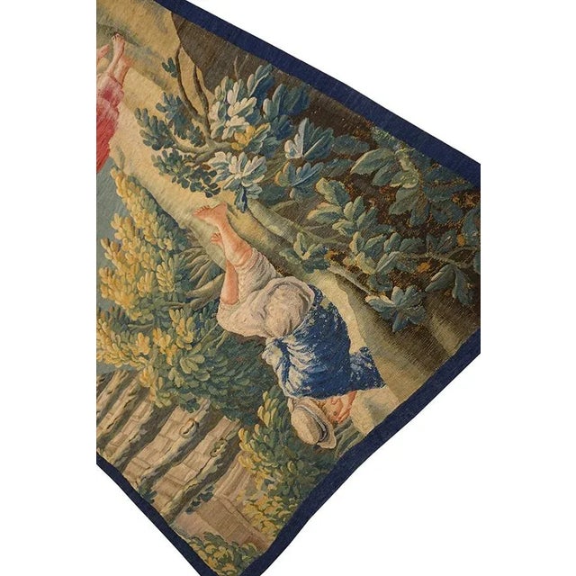 Textile A Beautiful Antique Mid-18th Century French Pictorial Pastoral Scene Wall Hanging Tapestry For Sale - Image 7 of 10