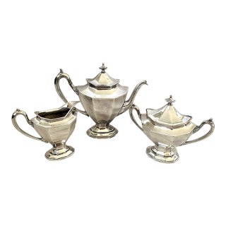 1950s Art Deco Reed & Barton Silver Plated Tea Set - 3 pcs For Sale