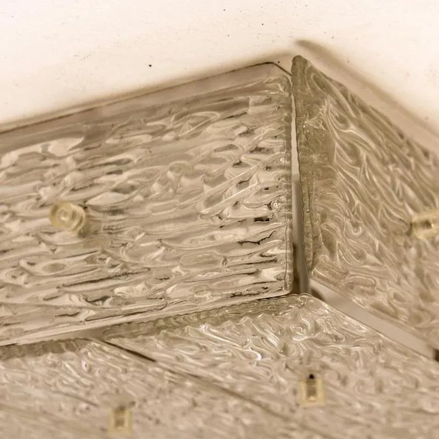 Kalmar Large Textured Glass Square Flush Mount from Kalmar, Austria, 1960s For Sale - Image 4 of 18