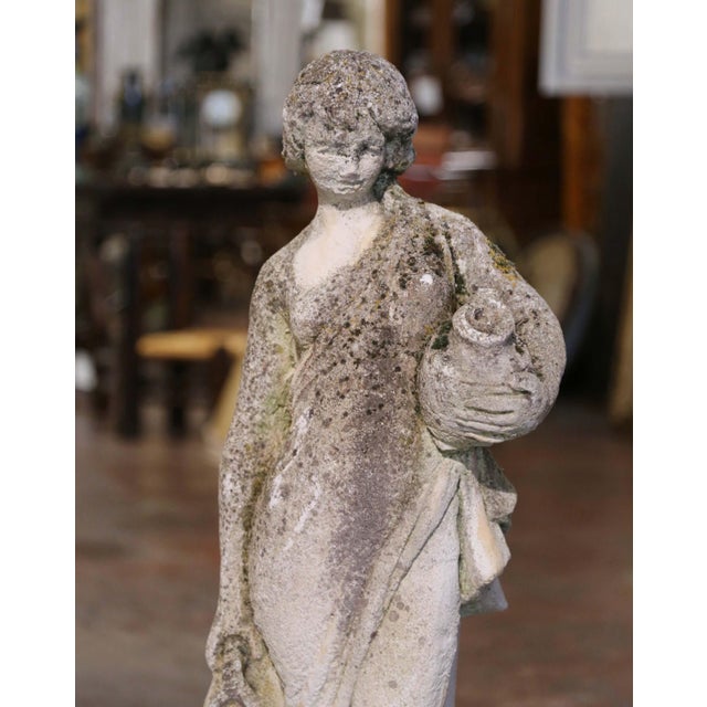 French Early 20th Century French Stone Garden Statue of Woman Figure For Sale - Image 3 of 8