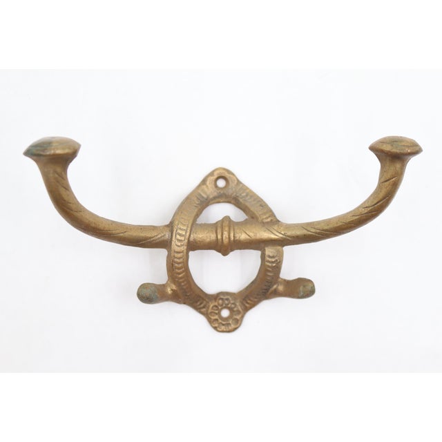 Mid 20th Century Pair of Antique Eastlake Solid Brass Wall Hooks For Sale - Image 5 of 7