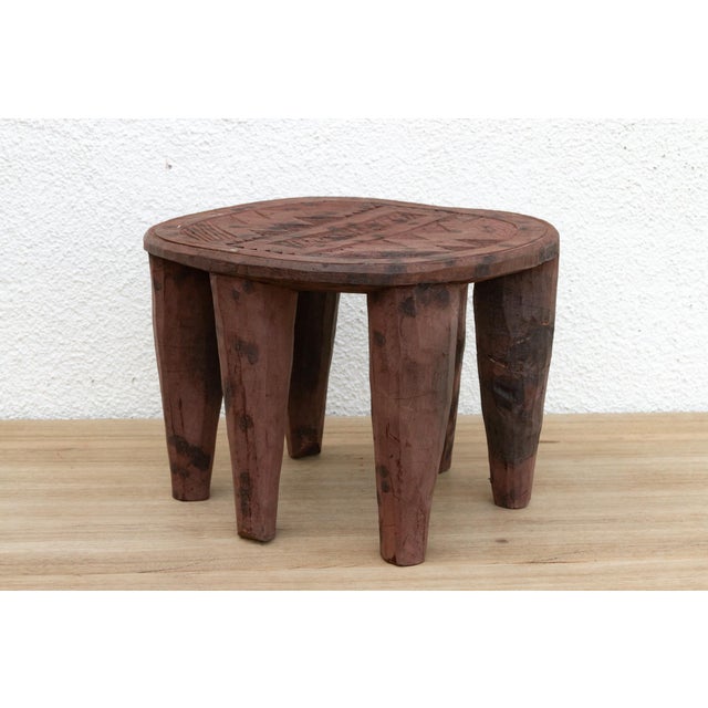 Wood Wood Nupe Stool W/ Black Dots For Sale - Image 7 of 8