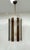 Modern Italian lantern with alternating textured clear and brown Murano glass planks and a round Murano bottom glass...
