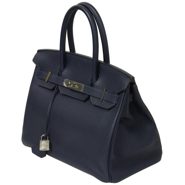 Hermès Hermès Birkin 30 Verso Bleu Indigo Togo Palladium Hardware 2018 For Sale - Image 4 of 7