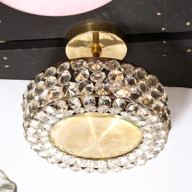 Bakalowits & Sohne Mid-Century Modernist Crystal & Brushed Brass Chandelier by Bakalowits & Sohne For Sale - Image 4 of 11