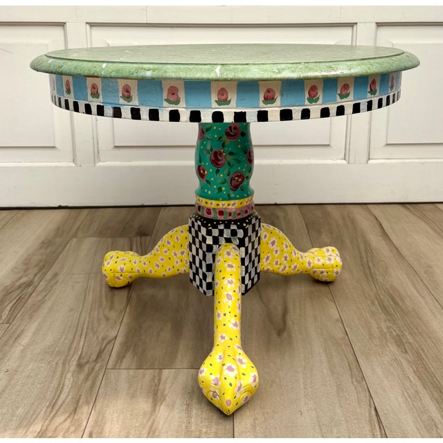 Vintage Folk Art Hand-Painted Accent Table in the Style of Mackenzie-Childs For Sale - Image 14 of 14