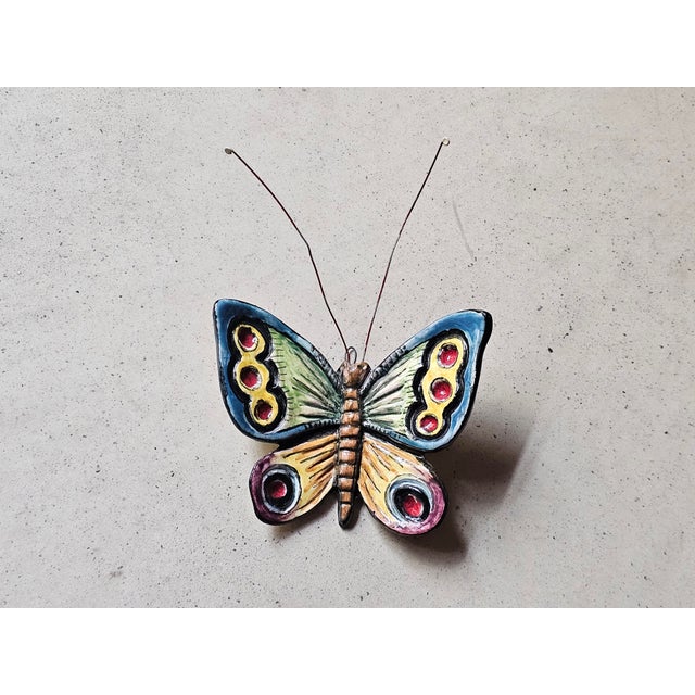 Vintage Hand-Painted Ceramic Butterflies by Minghetti Bologna, 1940s, Set of 3 For Sale - Image 6 of 11