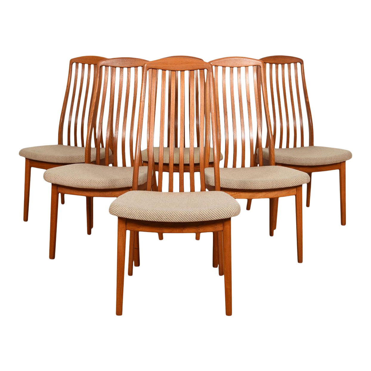 Set of 6 Teak Danish Modern Curved SlattedBack Dining Chairs Chairish