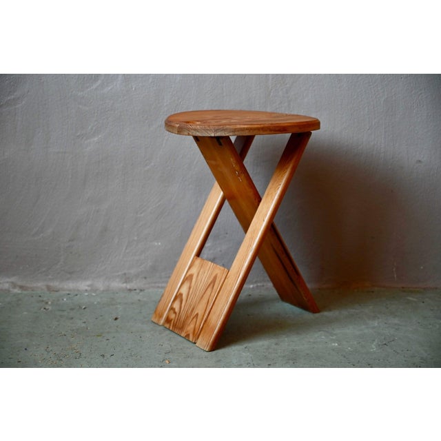 Folding Stool in Pine by Roger Tallon for Sentou, 1970s For Sale - Image 4 of 8