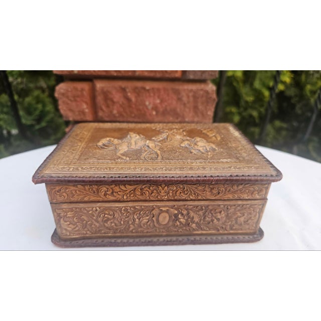 Wooden box covered with embossed leather for cigars and cigarillos, 1950s, Don Quixote