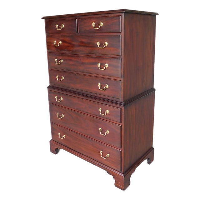 Henkel Harris Mahogany Georgian Style Chest on Chest For Sale