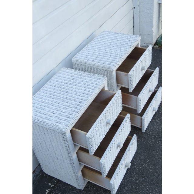 Painted Bamboo Hollywood Regency Nightstands Side End Tables - Pair For Sale - Image 12 of 13