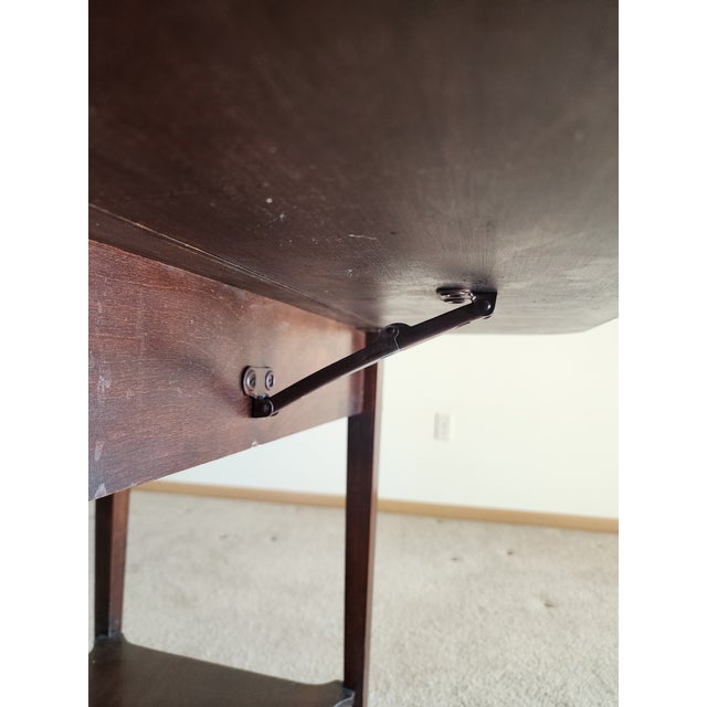 Wood Brandt Mid 20th Century Drop Leaf Cart Table For Sale - Image 7 of 7